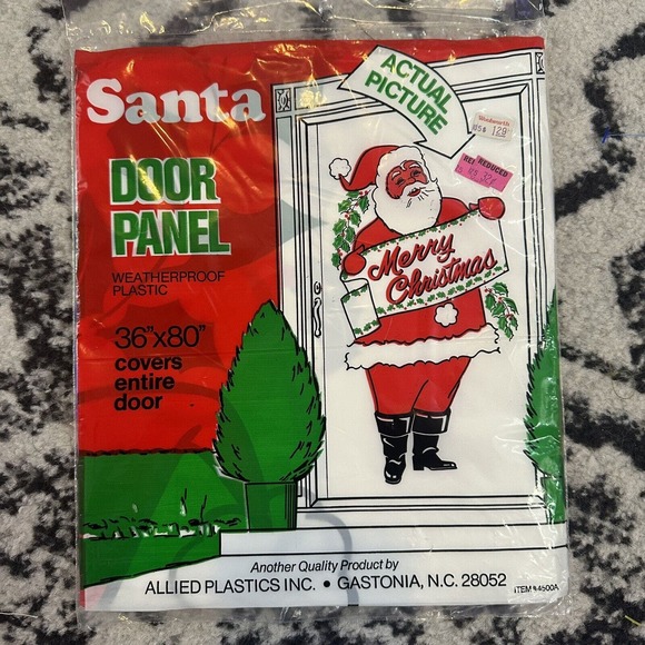 VTG New Lot Merry Christmas Santa Door & Mailbox Covers Panel Plastic Deadstock - Picture 3 of 4
